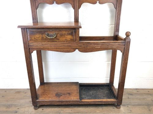 fig 1. Antique Oak Arts & Crafts Mirrored Hall Stand