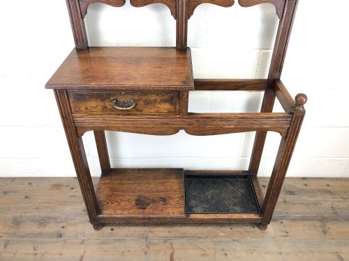 fig 2. Antique Oak Arts & Crafts Mirrored Hall Stand