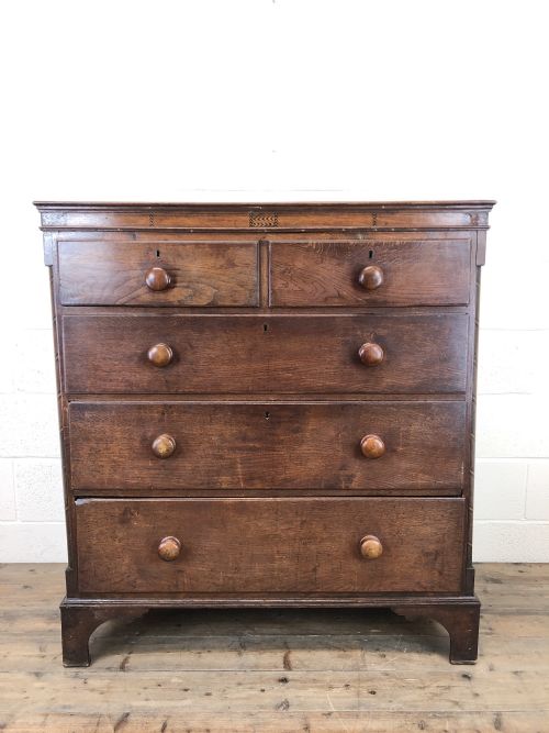 19th Century Antique Oak Straight Front Chest of Drawers