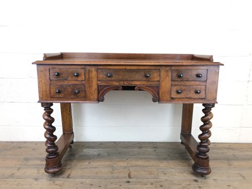 fig 1. Antique Mahogany Desk with Barley Twist Supports