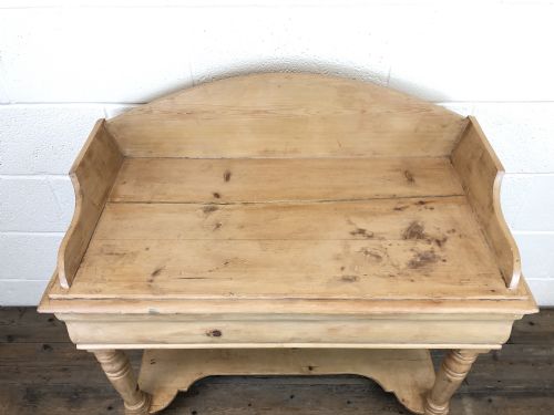 fig 2. Antique Victorian Pine Washstand with Gallery Back