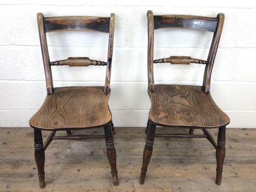 fig 1. Pair of 19th Century Elm Bar Back Farmhouse Chairs