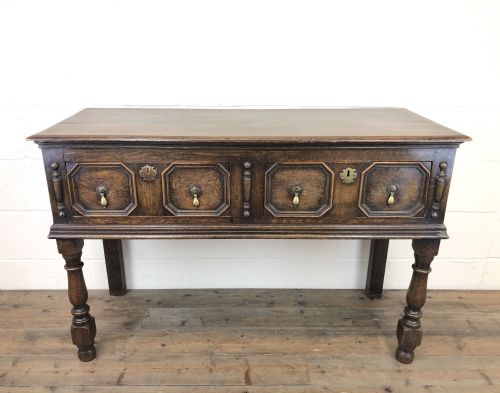 fig 1. Antique 19th Century Oak Jacobean Style Sideboard
