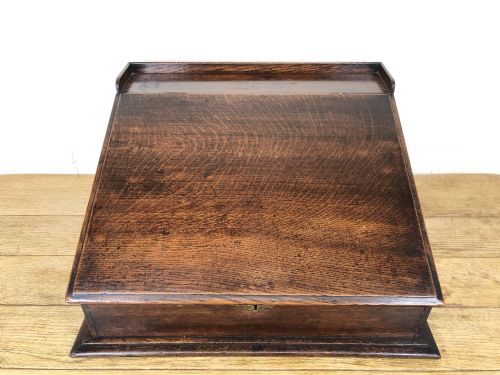 fig 1. 19th Century Antique Oak Table Top Writing Slope