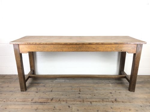 Narrow Antique Oak School Table