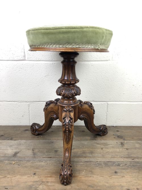 fig 1. Antique Victorian Mahogany Rise and Fall Piano Stool