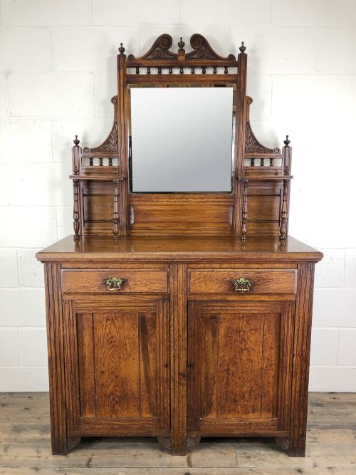 Edwardian Antique Oak Mirror Back Sideboard