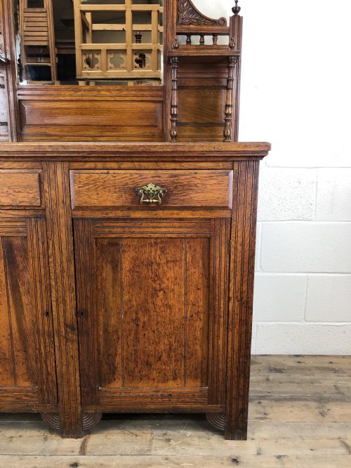 fig 2. Edwardian Antique Oak Mirror Back Sideboard