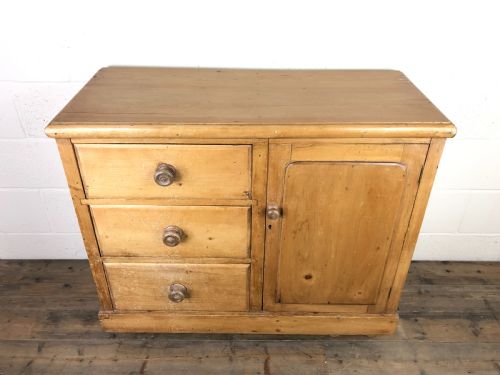 fig 1. Antique Pine Sideboard Cupboard with Drawers