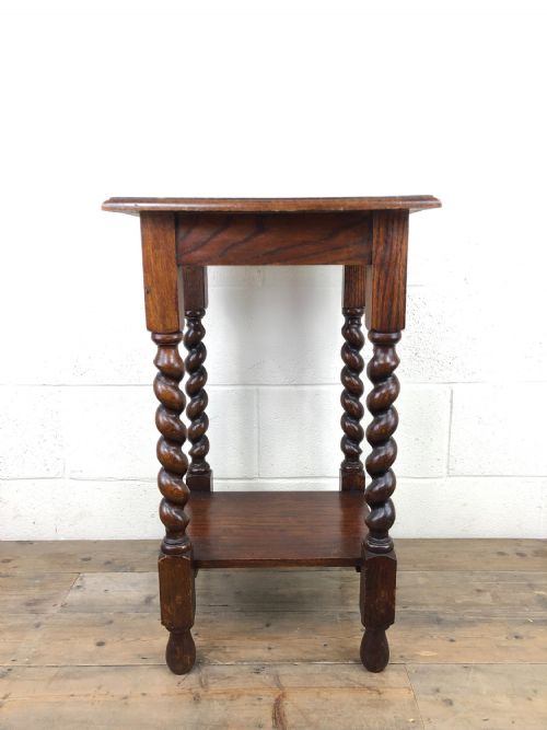 fig 1. Antique Oak Side Table with Barley Twist Legs