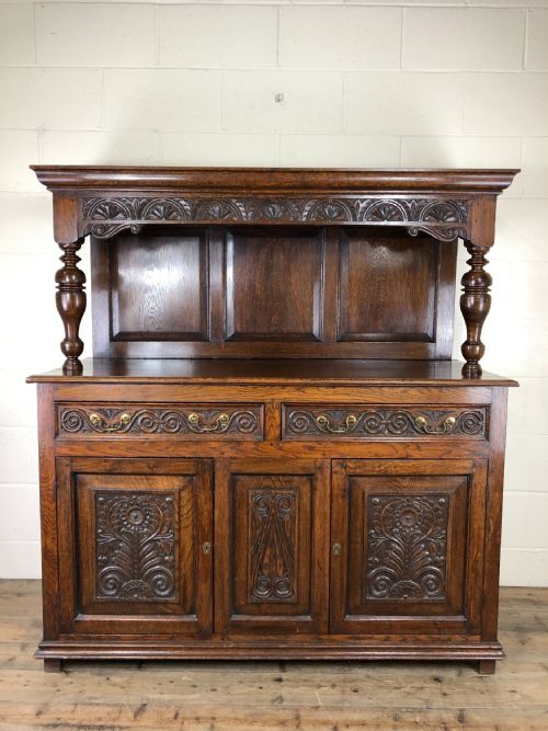 Victorian Carved Oak Court Cupboard
