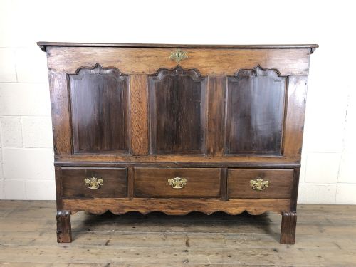 fig 1. Antique 19th Century Oak Mule Chest 
