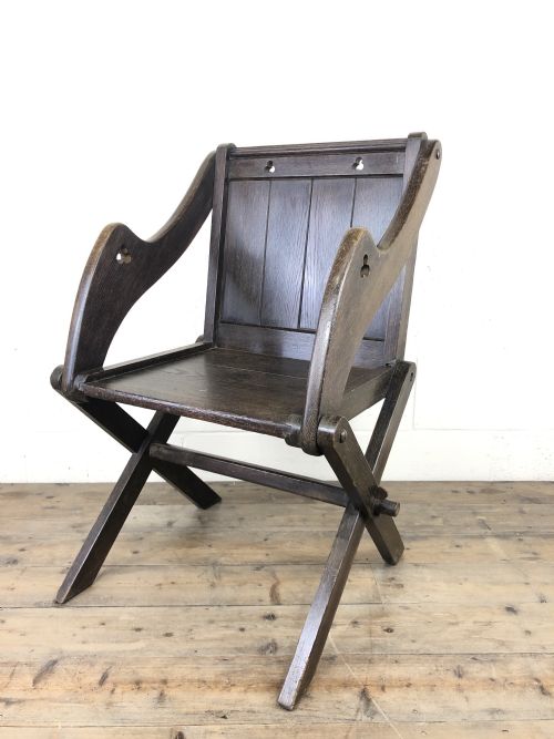 fig 1. Unusual Antique Oak Gothic Armchair