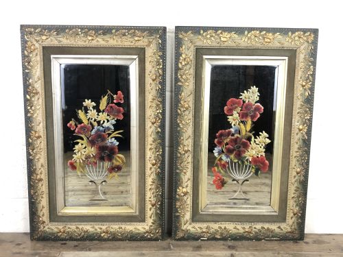 Pair of Antique Painted Gypsy Mirrors