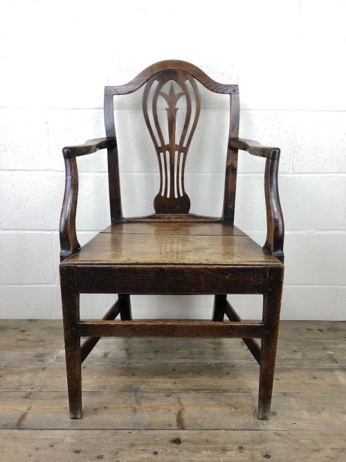 Antique 19th Century Welsh Oak Farmhouse Armchair