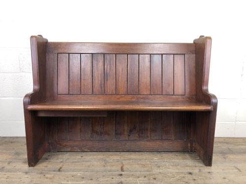 Antique Pitch Pine Church Pew with Decorative Sides