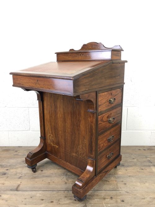 Late Victorian Inlaid Rosewood Davenport Desk