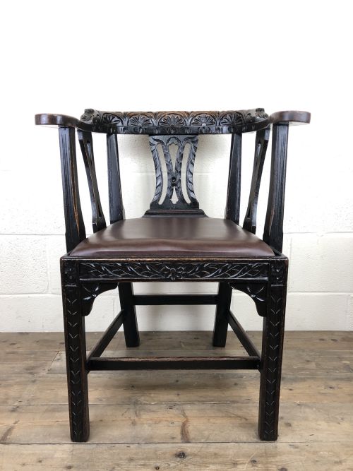 Victorian Carved Oak Gothic Armchair
