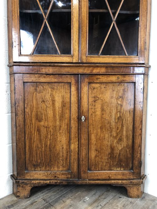 fig 2. Antique Early 19th Century Oak Standing Corner Cupboard