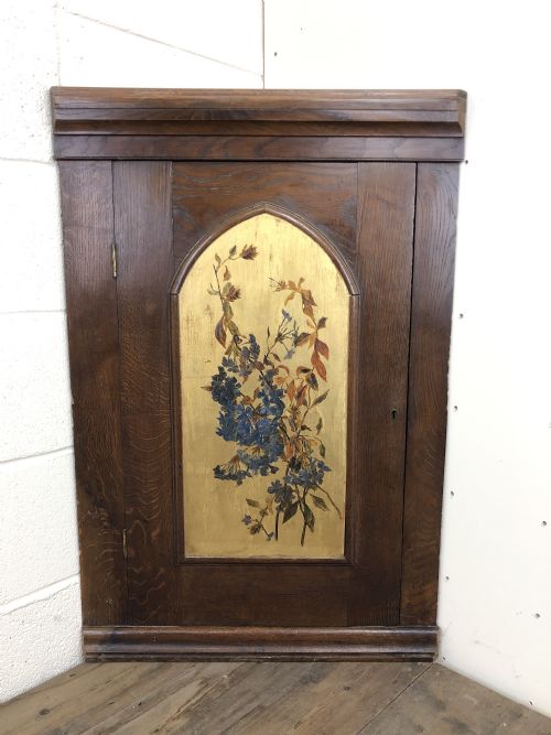 Decorative Antique Oak Corner Cupboard