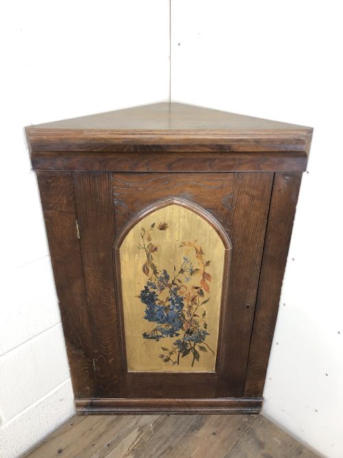 fig 1. Decorative Antique Oak Corner Cupboard