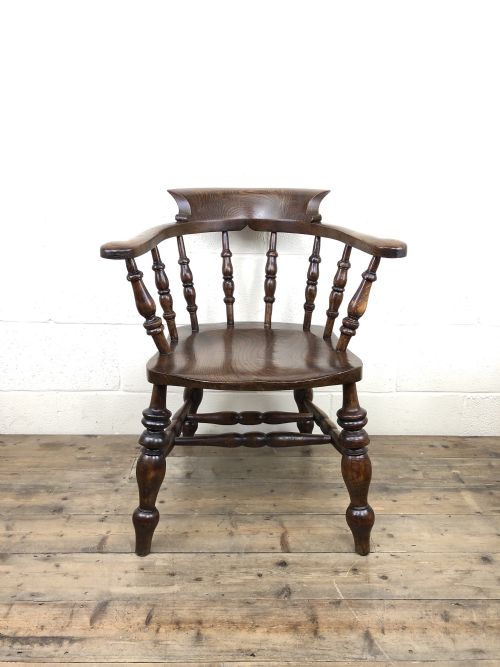 fig 1. 19th Century Ash and Elm Smoker’s Bow Chair or Captain’s Armchair