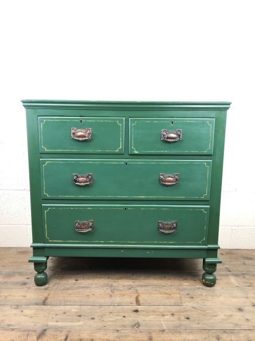Victorian Pine Green Painted Chest of Drawers