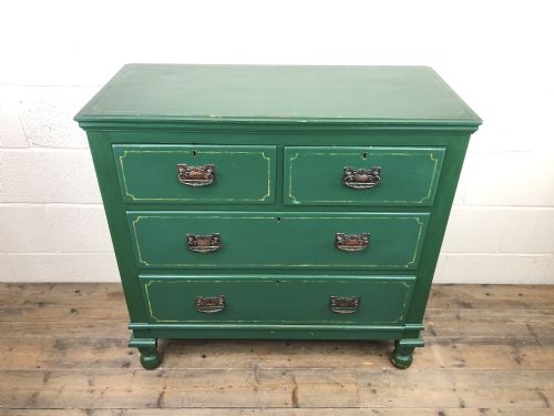 fig 1. Victorian Pine Green Painted Chest of Drawers
