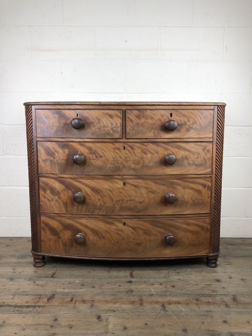 19th Century Mahogany Bow Front Chest of Drawers