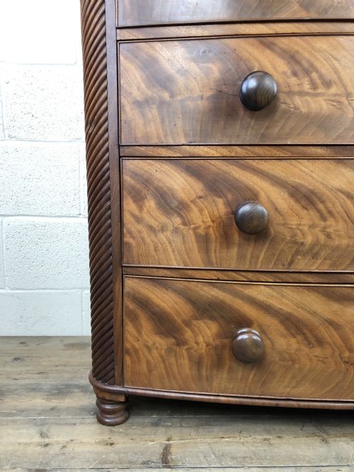 fig 1. 19th Century Mahogany Bow Front Chest of Drawers