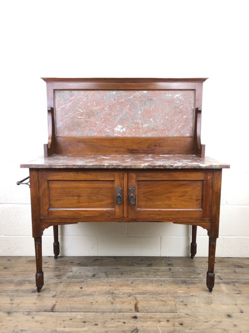 fig 1. Antique Edwardian Mahogany and Marble Washstand