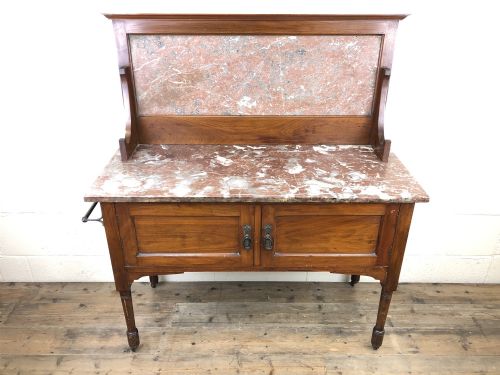 Antique Edwardian Mahogany and Marble Washstand