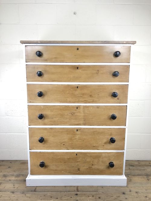 fig 1. Victorian Pine Tall Chest of Drawers