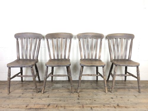 fig 1. Set of 4 Antique Ash and Elm Farmhouse Chairs