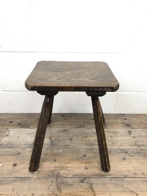 Antique Elm Four Leg Stool