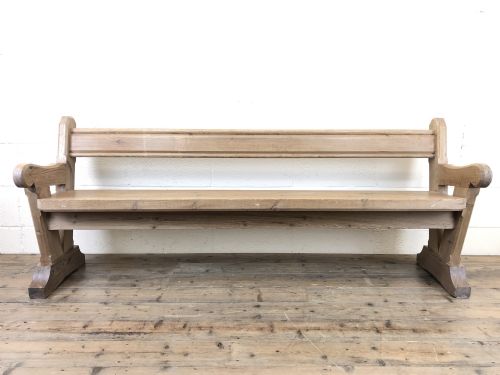 Antique Stripped Pine Open Back Bench