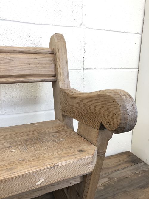 fig 1. Antique Stripped Pine Open Back Bench