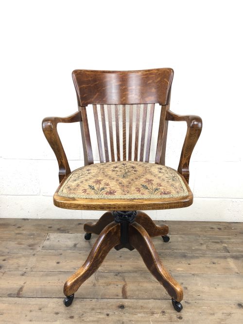 fig 1. Early 20th Century Oak Swivel Desk Chair by P.E. Gane