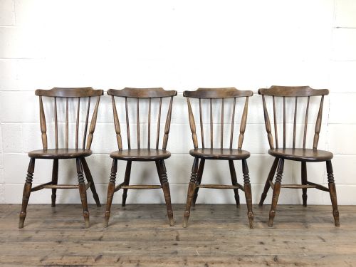 Set of Four Victorian Elm Penny Chairs