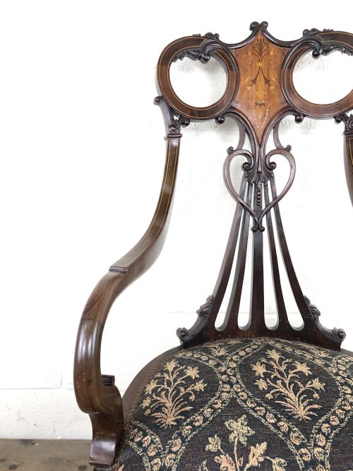 fig 1. Edwardian Art Nouveau Inlaid Mahogany Armchair