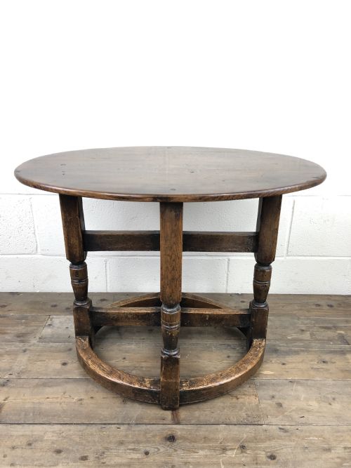 Unusual Antique Oak Oval Top Table