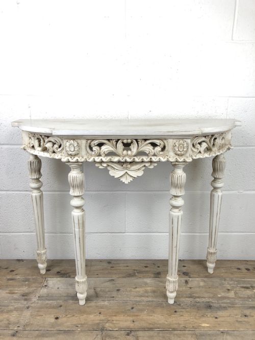 Distressed Painted Console Table with Stone Top