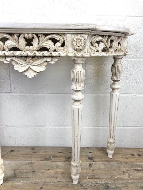 fig 1. Distressed Painted Console Table with Stone Top