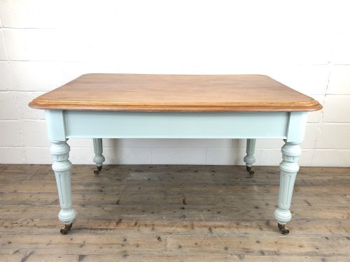 Antique Mahogany Dining Table with Painted Base