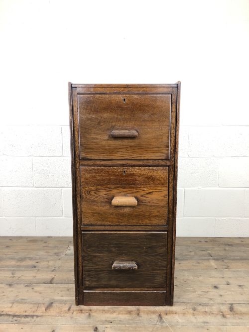 Early 20th Century Antique Oak Three Drawer Filing Cabinet