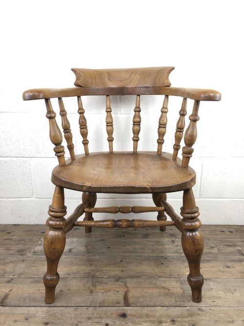 19th Century Beech and Elm Smoker’s Bow Chair