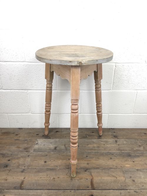 Antique Pine Cricket Table with Turned Legs