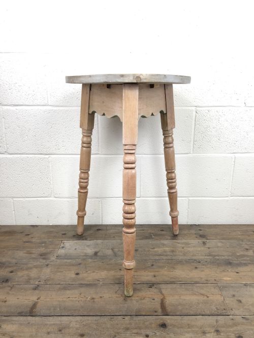 fig 1. Antique Pine Cricket Table with Turned Legs