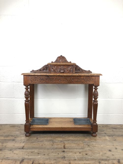 fig 1. Antique Victorian Carved Oak Hall Stand