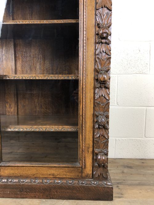 fig 1. Victorian Glazed Oak Cabinet with Carved Detail